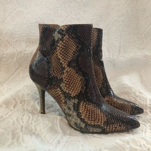Faux snake skin booties